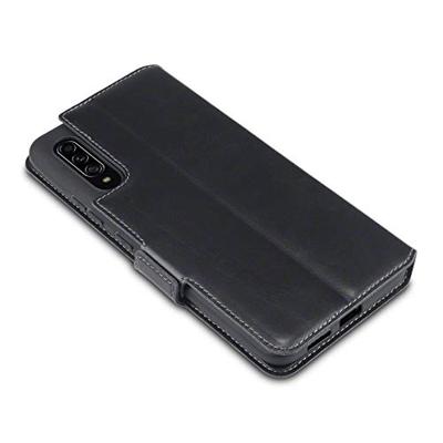 Qubits - lederen slim folio wallet hoes - Samsung Galaxy A90 - Zwart Qubits - lederen slim folio wallet hoes - Samsung Galaxy A90 - Zwart