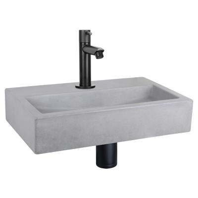 Differnz Differnz Flat fonteinset beton lichtgrijs - kraan recht mat zwart Differnz Differnz Flat fonteinset beton lichtgrijs - kraan recht mat zwart