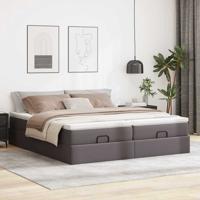 Ottoman bed met matrassen 200x200cm kunstleer grijs - thumbnail