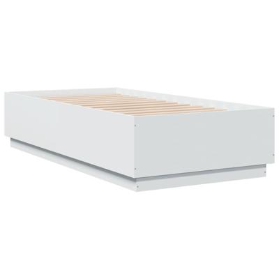 Bedframe met LED-verlichting bewerkt hout wit 200x200 cm - thumbnail