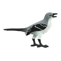 Safari vogel Mockingbird junior 7 cm zwart/grijs - thumbnail
