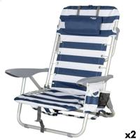 Strandstoel Aktive Blauw Wit 50 x 76 x 45 cm (2 Stuks) - thumbnail