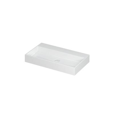INK United Wastafel Porselein Zonder Kraangat incl. Porseleinen Click Plug en Verborgen Overloop Systeem - 800x450x110 mm - Glans Wit
