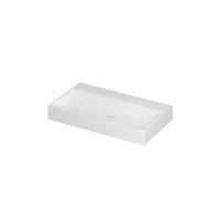 INK United Wastafel Porselein Zonder Kraangat incl. Porseleinen Click Plug en Verborgen Overloop Systeem - 800x450x110 mm - Glans Wit - thumbnail