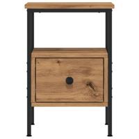 Nachtkastje 34x36x50 cm bewerkt hout artisanaal eikenkleurig - thumbnail