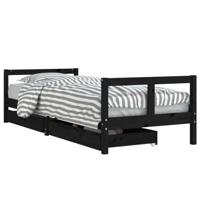 Kinderbedframe 80x200 cm massief grenenhout zwart - thumbnail
