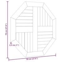 Tafelblad achthoekig 70x70x2,5 cm massief teakhout - thumbnail