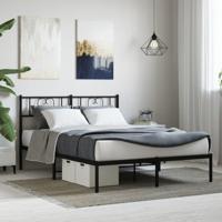 Bedframe met hoofdbord metaal zwart 140x190 cm - thumbnail