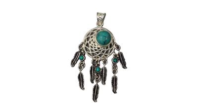 Zilveren Hanger Turkoois Dromenvanger - 60 x 20 mm - 925 Sterling