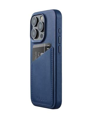 Mujjo Leather Wallet Case iPhone 15 Pro blauw