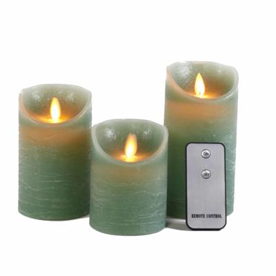 Anna's Collection LED kaars flame effect rustiek set 7.5 cm jade groen 3 stuks Anna's Collection LED kaars flame effect rustiek set 7.5 cm jade groen 3 stuks