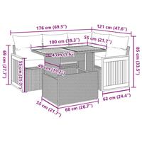5-delige Loungeset met kussens poly rattan beige - thumbnail