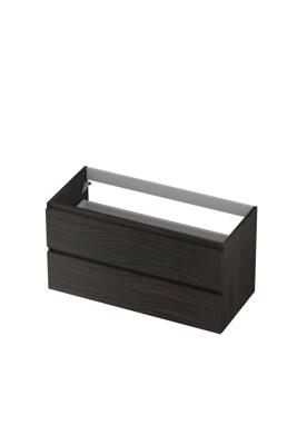 INK - Onderkast 2 Laden Greeploos met Houten Keerlijst - 1000x400x520 Mm - Intens Eiken