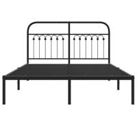 Bedframe met hoofdbord metaal zwart 140x200 cm - thumbnail