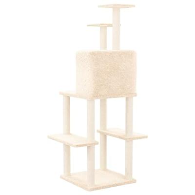 Kattenmeubel met sisal krabpalen 144,5 cm crmekleurig - thumbnail