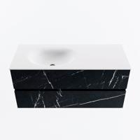 MONDIAZ VICA 110cm badmeubel onderkast Marquina 2 lades. Wastafel MOON links 1 kraangat, kleur Talc. - thumbnail
