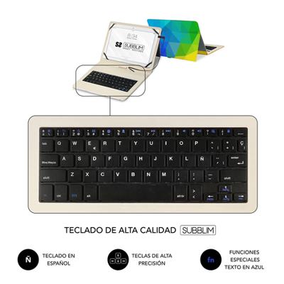 SUBBLIM Tabletbeschermhoes met micro-USB-toetsenbord, Spaans toetsenbord, van 10,1 inch tot 11 inch, magneetsluiting, USB C, compatibel met Android-apparaten (RIANGUL)