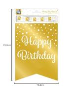 Verjaardagsslinger Vaandel Happy Birthday Goud/Wit (6m) - thumbnail