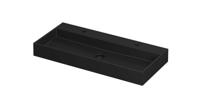 Wastafel United Porselein met 2 kraangaten incl. porseleinen click plug en verborgen overloop systeem 100 cm x 45 cm x 11 cm Mat zwart 0206084 - thumbnail