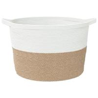 Wasmand 60x36 cm katoen bruin en wit - thumbnail