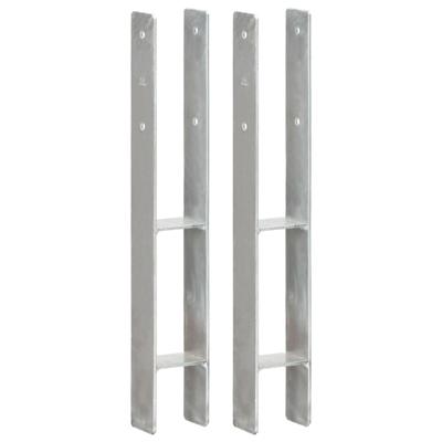 Grondankers 2 st 8x6x60 cm gegalvaniseerd staal zilverkleurig Grondankers 2 st 8x6x60 cm gegalvaniseerd staal zilverkleurig
