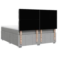 Boxspring met matras stof lichtgrijs 200x200 cm - thumbnail