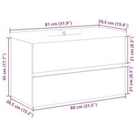 2-delige Badkamermeubelset bewerkt hout betongrijs - thumbnail