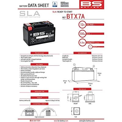 BS-BATTERY Bs-batterij batterij "btx7a / btx7a-bs". btx7a battery bs sla
