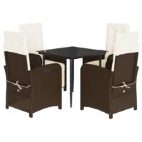 5-delige Tuinset met kussens poly rattan bruin - thumbnail