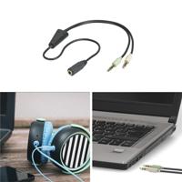 Audio Adapter - microconnect - 2x3.5mm-3.5mm - M/F - 0.4m - Zwart - thumbnail