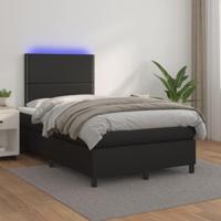 Boxspring met matras en LED kunstleer zwart 120x200 cm - thumbnail