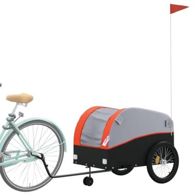 VidaXL Fietstrailer 45 kg ijzer zwart en oranje
