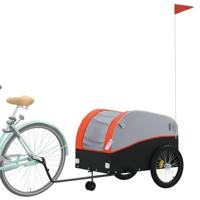 VidaXL Fietstrailer 45 kg ijzer zwart en oranje - thumbnail