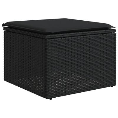 6-delige Loungeset met kussens poly rattan zwart - thumbnail
