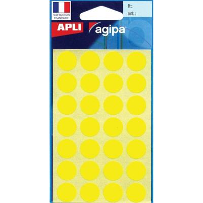 Agipa ronde etiketten in etui diameter 15 mm, geel, 168 stuks, 28 per blad