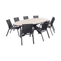 Hartman Napoli stapelstoel Xerix / GI Edison 280x140 cm. tafel - ovale tuinset - thumbnail