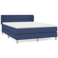 Boxspring met matras stof blauw 140x200 cm - thumbnail