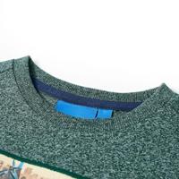 Kindershirt met lange mouwen dinosaurusprint 116 gemleerd donkergroen - thumbnail