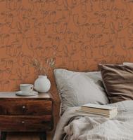 Dutch Wallcoverings Amazonia - Linear Visage Burnt Orange - Oranje - thumbnail
