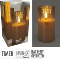 LED KAARS IN GLAS 15CM AMBER - thumbnail