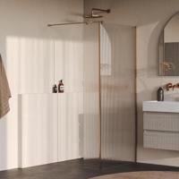 BRAUER Oblivion Flow inloopdouche helder ribbelglas 100x200 met zijwand 30 incl. glascoating Geborsteld Koper PVD - thumbnail