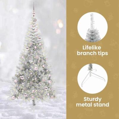 VidaXL Kunstmatig voorverlicht kerstboom met 300 led zilver 210 cm pet