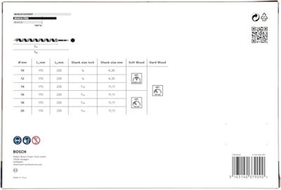 Bosch Accessoires 6-delige slangenborenset 10; 12; 14; 16; 18; 20 mm/235 mm 6st - 2607019322