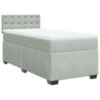 Boxspring met matras fluweel lichtgrijs 90x190 cm - thumbnail