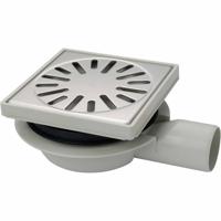 Doucheput Kunststof Aquaberg met Zijaansluiting 50mm 15x15cm met Reukslot 32mm RVS Rooster - thumbnail