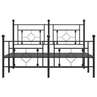 Bedframe met hoofd- en voeteneinde metaal zwart 140x190 cm - thumbnail