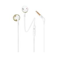 JBL T205 CGD in-ear hoofdtelefoon met kabel en microfoon, platte kabel, bediening met één knop, ergonomisch, zachte hoes, 3,5 mm, JBL Pure Bass Sound - thumbnail