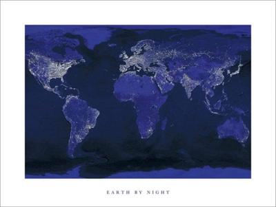 Kunstdruk Earth by Night 80x60cm