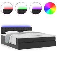 Bed poef met matrassen en LED's 160x200cm kunstleer zwart - thumbnail