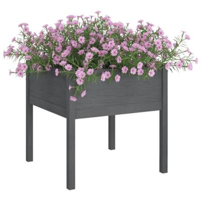 VidaXL Plantenbak 70x70x70 cm massief grenenhout grijs